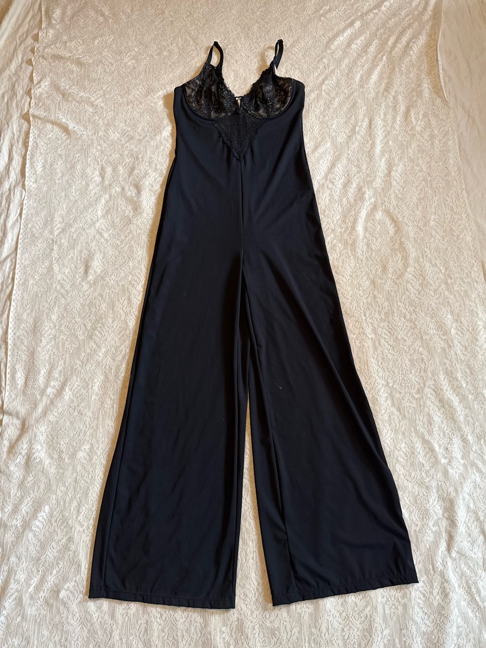 Popilush lace deep V-neck shapewear wide leg jumpsuit - Picture 2 of 10